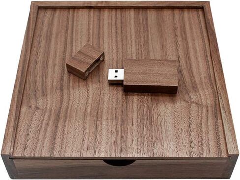 YOOGO Walnut USB Flash Drive Memory Stick Thumb Drive 2.0 with Large Walnut Photo Storage Box Hold 4X6 Photographs(up to 100 Novelty and Romantic Gift for Birthday Wedding or Other Festival (16GB) in Saudi Arabia