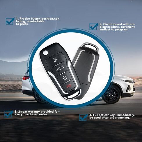Key Fob Replacement 2 Pack Keyless Entry Car Key Fits for Ford Mustang Explorer Edge Fusion F150 F250 F350 Mazda Mercury Lincoln CWTWB1U331 (Red Side) in Saudi Arabia