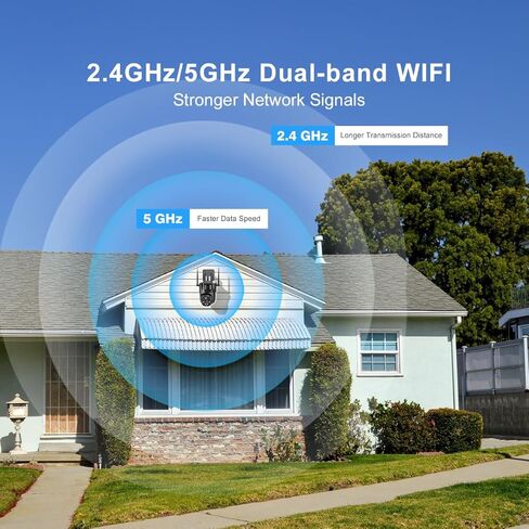 Ctronics 【ربط العدسات المزدوجة】 كاميرا أمان خارجية، كاميرا أمان PTZ سلكية 2,4/5 جيجا هرتز واي فاي، شاشة مزدوجة، كاميرا مزدوجة 1080 بكسل مع تتبع تلقائي للكشف عن الإنسان، رؤية ليلية ملونة 30 مترًا، أسود in Kuwait