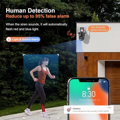 Ctronics 【ربط العدسات المزدوجة】 كاميرا أمان خارجية، كاميرا أمان PTZ سلكية 2,4/5 جيجا هرتز واي فاي، شاشة مزدوجة، كاميرا مزدوجة 1080 بكسل مع تتبع تلقائي للكشف عن الإنسان، رؤية ليلية ملونة 30 مترًا، أسود in Kuwait