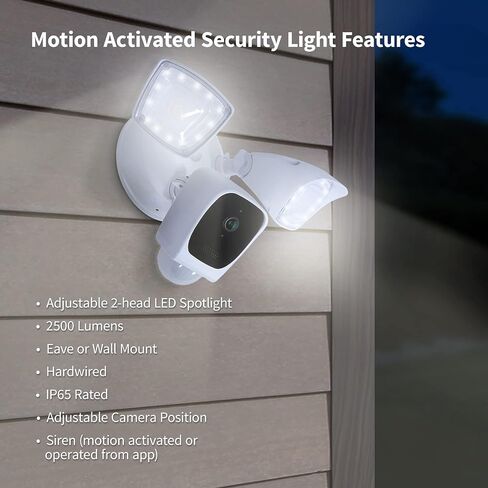 Array by Hampton - Wireless Outdoor HD Security Flood Light with Camera – Weather Resistant Smart Motion Activated 1080P Camera, Two Way Audio, Night Vision, and 270 Degree Motion Detection Angle in Saudi Arabia