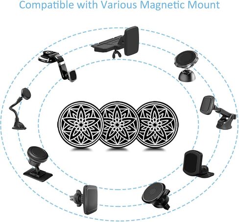 كومباني GLARE لوحة معدنية للتثبيت 5 قطع، قرص معدني عالمي بديل مع لاصق قوي للهاتف الخلوي المغناطيسي حامل السيارة حامل GPS 5 دائري in Kuwait