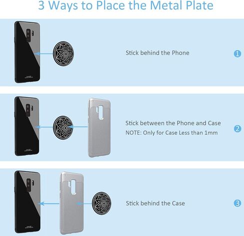 كومباني GLARE لوحة معدنية للتثبيت 5 قطع، قرص معدني عالمي بديل مع لاصق قوي للهاتف الخلوي المغناطيسي حامل السيارة حامل GPS 5 دائري in Kuwait