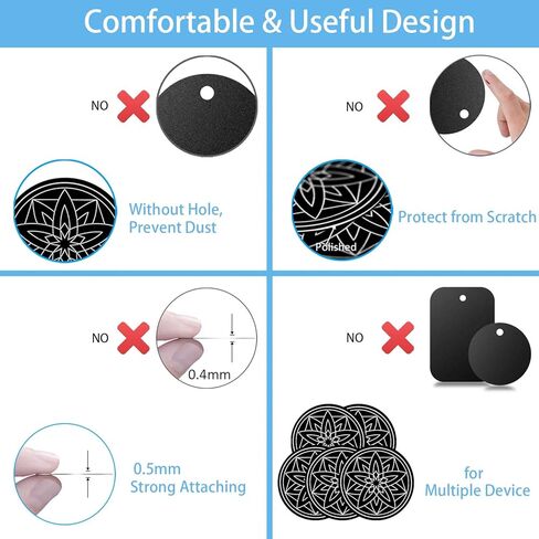 كومباني GLARE لوحة معدنية للتثبيت 5 قطع، قرص معدني عالمي بديل مع لاصق قوي للهاتف الخلوي المغناطيسي حامل السيارة حامل GPS 5 دائري in Kuwait