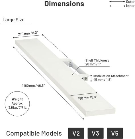 WALL Soundbar Shelf TV Stand V2/V3/V5 Models | Small Size, Width 60 cm, 23.6" | Satin White in Kuwait