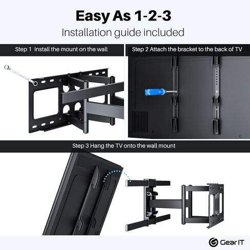 GearIT TV Wall Mount/Monitor (TVs 37 to 80 inch) Up to 132lbs - Full Motion Swivel, Tilt, Articulating Arm, Vesa 200 300 400 600 in Saudi Arabia