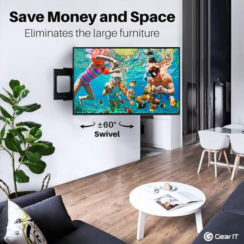 GearIT TV Wall Mount/Monitor (TVs 37 to 80 inch) Up to 132lbs - Full Motion Swivel, Tilt, Articulating Arm, Vesa 200 300 400 600 in Saudi Arabia
