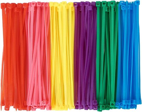 QDiShi 600pcs Small Colored Zip Ties 4 Inch Multi-Color Zip Wire Tie for Deco Mesh Wreath Supplies, Colorful Plastic Ties Yellow, Blue, Red, Green, Pink, Purple Zip Ties (100 per color) in Kuwait
