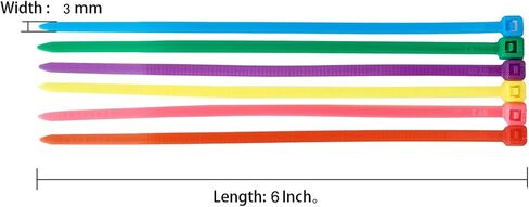 QDiShi 600pcs Small Colored Zip Ties 4 Inch Multi-Color Zip Wire Tie for Deco Mesh Wreath Supplies, Colorful Plastic Ties Yellow, Blue, Red, Green, Pink, Purple Zip Ties (100 per color) in Kuwait