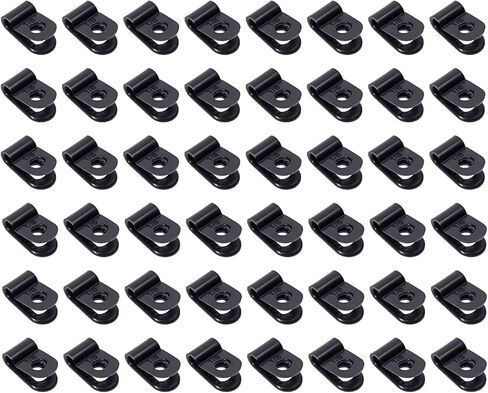 Shapenty Nylon Screw Mounting R Type Cable Clamp Fastener Plastic Wires Cord Clip Fixer Holder Organizer for 1/8Inch / 3.2mm Diameter Wire Rope Tube Management, 120PCS (White) in Saudi Arabia