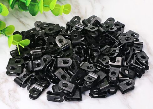 Shapenty Nylon Screw Mounting R Type Cable Clamp Fastener Plastic Wires Cord Clip Fixer Holder Organizer for 1/8Inch / 3.2mm Diameter Wire Rope Tube Management, 120PCS (White) in Saudi Arabia