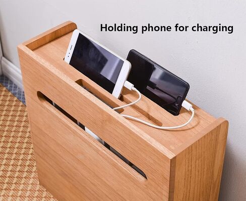 KIRIGEN Wooden WiFi Router Storage Box, 3-Tier Cable Organizer, Brown in Kuwait