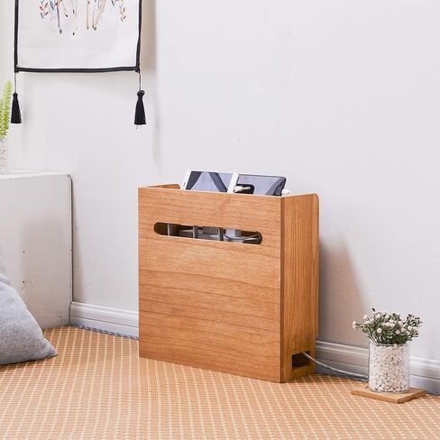 KIRIGEN Wooden WiFi Router Storage Box, 3-Tier Cable Organizer, Brown in Kuwait