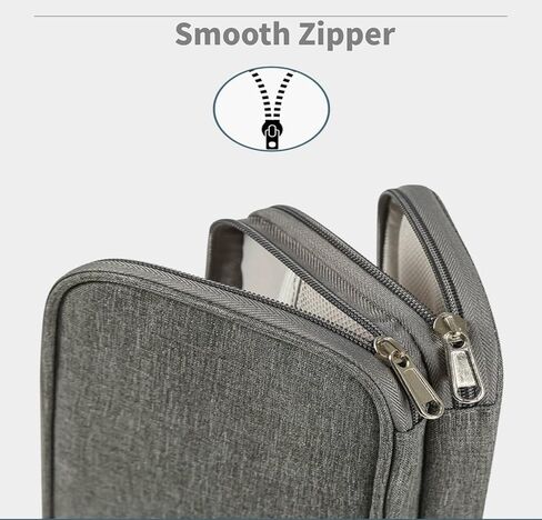 منظم إلكتروني من هوفنوغشوين، حقيبة منظم كابلات السفر للسفر الكل في واحد، حقيبة تخزين مزدوجة الطبقات، حقيبة حمل للكابل/السلك/الشاحن/الهاتف/بطاقة SD/سماعة الأذن (رمادي) in Kuwait