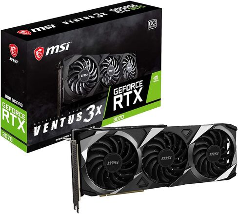 MSI Gaming GeForce RTX 3070 LHR 8GB GDRR6 256-Bit HDMI/DP Nvlink Triple Torx Fan 3 Ampere Architecture OC بطاقة جرافيكس (RTX 3070 Ventus 3X 8G OC LHR) in Saudi Arabia