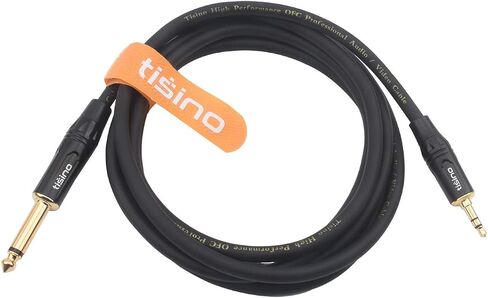Tisino 1/4 to 1/8 Stereo Cable, 3.5mm TRS to 1/4 inch TS Mono Interconnect Cable - Mono to Stereo Adapter - 6 Feet in Kuwait