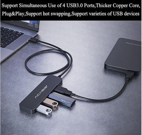 BaisDer 4 Port USB C Hub، USB C إلى USB Hub 3.0 محول متعدد المنافذ، مقسم USB من النوع C مع كابل تمديد، محور USB C صغير لأجهزة الكمبيوتر المحمول MacBook pro Notebook PC، OTG لأجهزة iPhone iPad pro Galaxy، Surface Pro in Kuwait