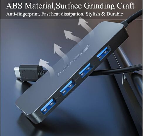 BaisDer 4 Port USB C Hub، USB C إلى USB Hub 3.0 محول متعدد المنافذ، مقسم USB من النوع C مع كابل تمديد، محور USB C صغير لأجهزة الكمبيوتر المحمول MacBook pro Notebook PC، OTG لأجهزة iPhone iPad pro Galaxy، Surface Pro in Kuwait