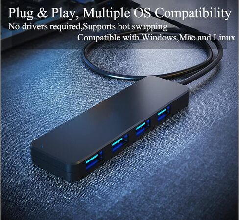 BaisDer 4 Port USB C Hub، USB C إلى USB Hub 3.0 محول متعدد المنافذ، مقسم USB من النوع C مع كابل تمديد، محور USB C صغير لأجهزة الكمبيوتر المحمول MacBook pro Notebook PC، OTG لأجهزة iPhone iPad pro Galaxy، Surface Pro in Kuwait