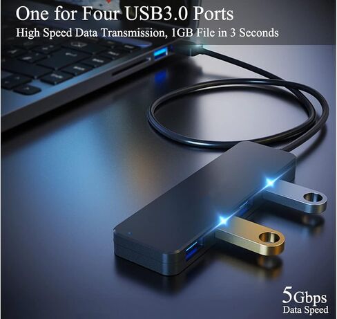 BaisDer 4 Port USB C Hub، USB C إلى USB Hub 3.0 محول متعدد المنافذ، مقسم USB من النوع C مع كابل تمديد، محور USB C صغير لأجهزة الكمبيوتر المحمول MacBook pro Notebook PC، OTG لأجهزة iPhone iPad pro Galaxy، Surface Pro in Kuwait