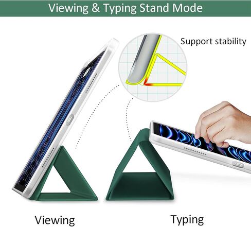 حافظة Hoidokly لجهاز iPad Pro 12.9 الجيل السادس/الخامس/الرابع/الجيل الثالث (2022/2021/2020/2018)، غطاء شفاف رفيع وحامل ثلاثي الطي ذكي مقاس 12.9 بوصة، غطاء شفاف واقٍ مع حامل قلم رصاص للنوم/الاستيقاظ التلقائي، وردي in Kuwait