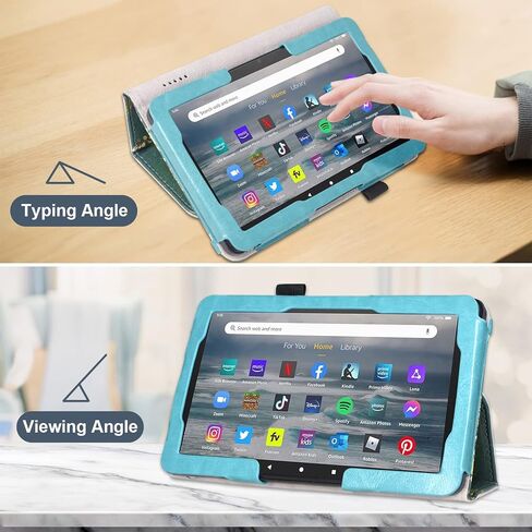 DMLuna Case for All-New Amazon Fire 7 Tablet 12th Generation, 2022 Release, Premium Smart Protective Lightweight PU Leather Auto Wake Sleep Cover, with Folding Stand, Hand Strap, Glitter Purple in Kuwait