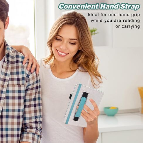 DMLuna Case for All-New Amazon Fire 7 Tablet 12th Generation, 2022 Release, Premium Smart Protective Lightweight PU Leather Auto Wake Sleep Cover, with Folding Stand, Hand Strap, Glitter Purple in Kuwait