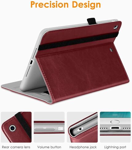 حافظة DTTO iPad Mini 1 2 3، حافظة جلدية فاخرة قابلة للطي مع رؤية متعددة الزوايا ووظيفة النوم التلقائي، جيب أمامي لجهاز Apple iPad Mini 1/Mini 2/Mini 3 - بني in Kuwait