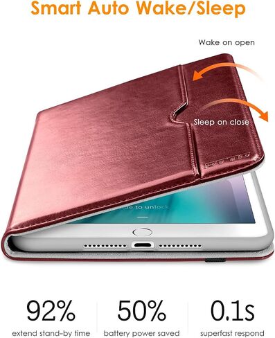 حافظة DTTO iPad Mini 1 2 3، حافظة جلدية فاخرة قابلة للطي مع رؤية متعددة الزوايا ووظيفة النوم التلقائي، جيب أمامي لجهاز Apple iPad Mini 1/Mini 2/Mini 3 - بني in Kuwait