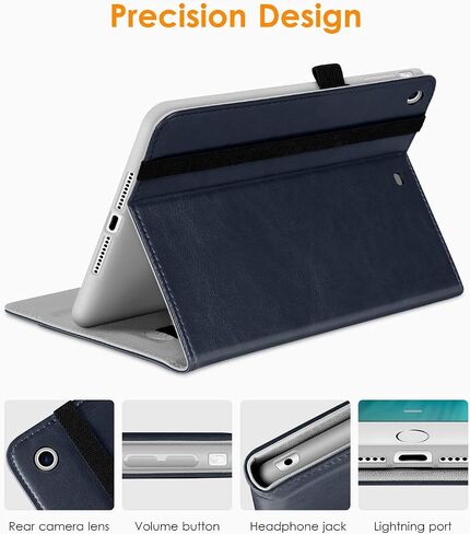 حافظة DTTO iPad Mini 1 2 3، حافظة جلدية فاخرة قابلة للطي مع رؤية متعددة الزوايا ووظيفة النوم التلقائي، جيب أمامي لجهاز Apple iPad Mini 1/Mini 2/Mini 3 - بني in Kuwait