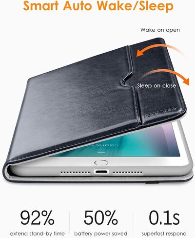حافظة DTTO iPad Mini 1 2 3، حافظة جلدية فاخرة قابلة للطي مع رؤية متعددة الزوايا ووظيفة النوم التلقائي، جيب أمامي لجهاز Apple iPad Mini 1/Mini 2/Mini 3 - بني in Kuwait