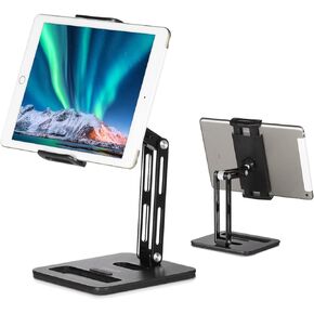 حامل حامل الكمبيوتر اللوحي Yoobao، [قابل للتعديل] حامل iPad والهاتف من الألومنيوم قابل للطي بزاوية 360 درجة للمكتب بقاعدة أثقل، مناسب لهاتف iPhone Microsoft Surface Pro مقاس 4.7 بوصة - 12.9 بوصة - أسود [مُحسن] in Kuwait