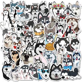 50Pcs Siberian Husky Vinyl Stickers, Cute Husky Dog Stickers Decals for Kids Teens Adults, Waterproof Dog Breed Stickers for Scrapbook Laptop Water Bottle Skateboard
