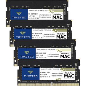Timetec 32GB KIT (4x8GB) Compatible for Apple 2017 iMac (27-inch w/Retina 5K Display) DDR4 2400MHz PC4-19200 1Rx8 CL17 1.2V Non-ECC Non-Parity Unbuffered SODIMM Memory MAC RAM Upgrade for iMac 18,3 in Kuwait