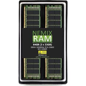 NEMIX RAM 256GB (8x32GB) DDR4-3200 PC4-25600 ECC RDIMM ترقية ذاكرة الخادم المسجلة لبرج PowerEdge T550 من Dell in Kuwait