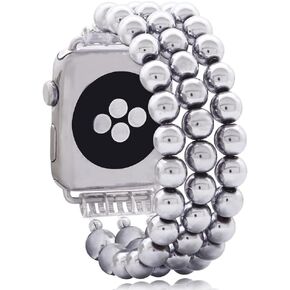 KAI Top Beaded Bracelet Compatible with iWatch Band 38mm/40mm/41mm/42mm/44mm/45mm/49mm Women, Natural Stone Beaded Elastic Replacement Stretch Strap for Apple Watch Ultra SE Series 9 8 7 6 5 4 3 2 1 in Kuwait