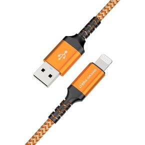 Tera Grand - كابل Apple C89 MFi معتمد Lightning إلى USB-A مضفر لهاتف iPhone 14/13/12/11 Pro Max Plus Mini، SE XS Max XR X، 8/7/6 Plus، iPad، AirPods، 4 أقدام أحمر/ أسود in Kuwait