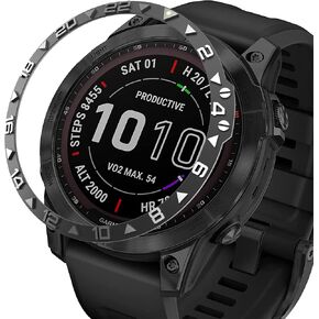 Bezel Ring Compatiable with Garmin Fenix 7X, Stainless Steel Bezel Ring Adhesive Cover Anti Scratch & Collision Protector for Garmin Fenix 7X Sapphire Solar (Black - Not for 7/7S) in Saudi Arabia
