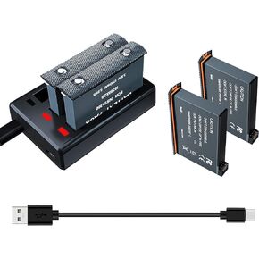 بطارية Adaptom Insta360 ONE X2 (عبوتان) وحزمة قاعدة شاحن USB ثلاثية سريعة متوافقة مع بطاريات Insta 360 الأصلية وملحقات الشاحن (البطارية غير مقاومة للماء) in Kuwait