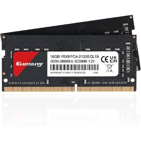 Kuesuny DDR4 Ram 32GB 2666MHz (2x16GB) Kit PC4-21300 Non-ECC Unbuffered 1.2V CL19 1Rx8 Single Rank 260 Pin Sodimm كمبيوتر محمول كمبيوتر محمول ذاكرة الوصول العشوائي وحدة ذاكرة الوصول العشوائي in Kuwait