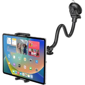 حامل كمبيوتر لوحي على الزجاج الأمامي للسيارة من Aozcu للشاحنة، [ذراع طويلة مرنة ومتينة] حامل لوحي على لوحة القيادة لنافذة معقوفة، قاعدة تثبيت قوية لجهاز iPad 12.9 Pro Air Mini، هاتف، أجهزة لوحية مقاس 4-13 بوصة in Kuwait