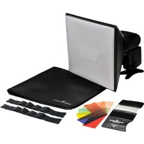 Lumiquest 9-Piece Colored Gel Strobist SoftBox Lighting Kit LQ-132 with UltraStrap Bundle - Features Light Modifier, Shadow Reducer and Light Diffuser - Includes FXtra Compact Flash Gel Flash Balancer in Saudi Arabia