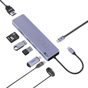 موزع USB C 7 في 1 مع HDMI 4K@60HZ، وموزع USB C إلى USB مع PD 60W، وقارئ بطاقة SD/TF تصميم محول متعدد المنافذ لهاتف iPhone 15 Pro/Max/Plus، وMacBook، وiPad Pro، وiMac، والأجهزة الأخرى التي تدعم USB-C ( رمادي) in Kuwait