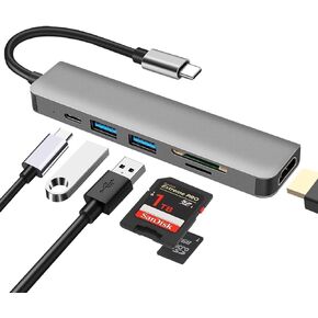 موزع USB C 5 في 1، محول محور USB من النوع C مع منفذ HDMI 4K، 2 X منافذ USB 3.0، فتحات بطاقة Sd وبطاقة Micro Sd لأجهزة MacBook 12 الجديدة، MacBook Pro، Huawei Matebook، Chromebook Pixel 2015 in Kuwait