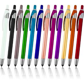Stylus for Touch Screens Pen with Ball Point Pen,for Universal Touch Screen Devices, for Phones, Ipads,Tablets, iPhone, Samsung Galaxy etc. Assorted Colors (Silver 12 Pack)