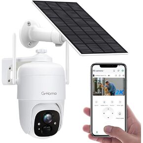 G-Homa (ترقية كاميرا الأمان اللاسلكية في الهواء الطلق، كاميرات PTZ تعمل بالطاقة الشمسية 2K 3MP بزاوية 360 درجة لأمن المنزل مع رؤية ليلية ملونة، اكتشاف الذكاء الاصطناعي، صفارة الإنذار/ضوء كشاف، صوت ثنائي الاتجاه، هوائي 4dbi in Kuwait