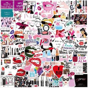 100PCS Makeup Stickers Retro Beauty Stickers for Kids Girls Teens Birthday Gifts Vinyl Waterproof Stickers for Water Bottle Fridge Computer Laptop Skateboard Helmet Decor in Saudi Arabia