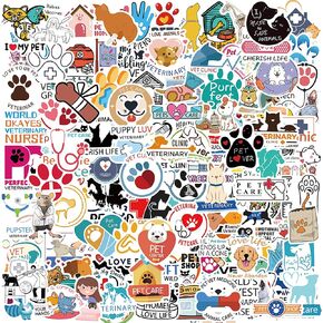 LOVELYLIFE 200pcs Veterinary Stickers Cool Treatment Animal Health Vet Tech Stickers Vinyl Waterproof Stickers for Adults Pet Family, Gifts for Veterinarian Office, Vet Gifts (White-Veterinary) in Kuwait