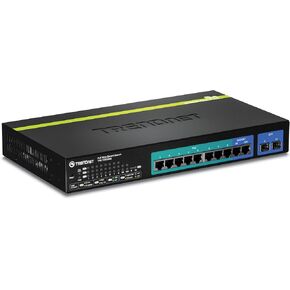 محول TRENDnet 8-Port Gigabit PoE+ و2-Port Gigabit Ethernet Web Smart Switch مع فتحتين SFP مشتركتين، قابل للتركيب على حامل، TPE-1020WS (متجدد) in Kuwait