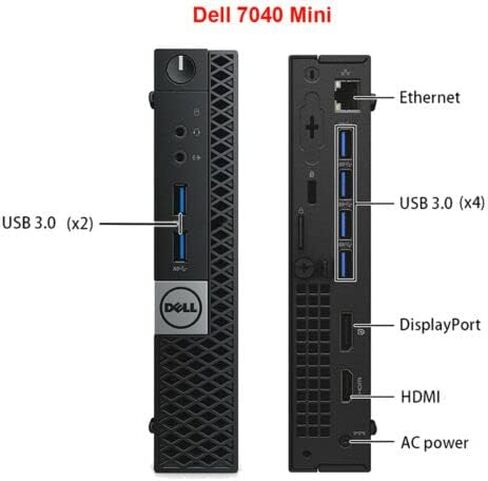 جهاز كمبيوتر سطح المكتب Dell Optiplex 7050 Micro، Intel Core i7-6700T، ذاكرة الوصول العشوائي 32 جيجابايت، 1 تيرابايت SSD، WiFi، Win10Pro (متجدد) in Kuwait